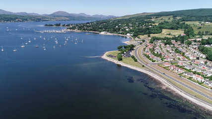 Aerial image over the river Clyde towards Helensburgh Sailing Club