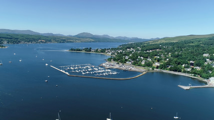 Aerial image over the river Clyde towards Helensburgh Sailing Club