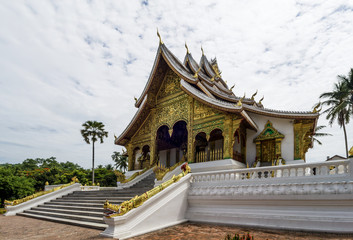 Beautiful view of the Haw Pha Bang royal temple of Luang Prabang, Laos