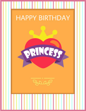 Happy Birthday Princess Card Vector Illustration