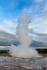 Strokkur geysir in the Golden Circle area of Iceland, which sprouts water 30 metres into the air...
