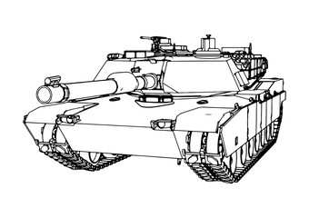 sketch of military tank vector art