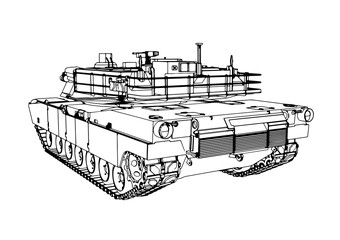 sketch of military tank vector art