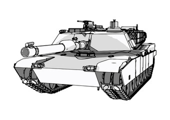 sketch of military tank vector art