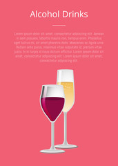 Alcohol Drinks Poster with Glass of Wine Champagne
