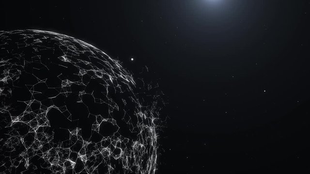 Abstract plexus of earth space planet on black background