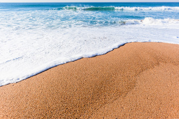 Fototapeta na wymiar Beach Ocean Waters Edge Wave Wash Blue Horizon