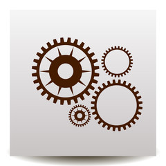 gear vector icon on a realistic paper background with shadow