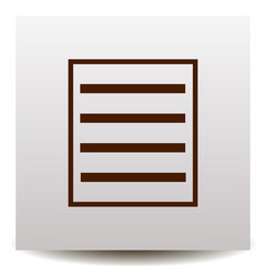 menu, list vector icon on a realistic paper background with shadow