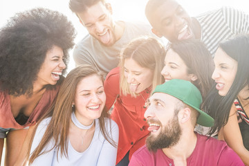 Fototapeta premium Happy millennials friends having fun outdoor