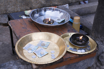 Offerings to the God, Vindhyagiri Hill, Shravanbelgola, Karnataka
