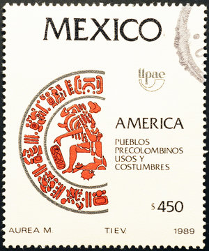 Pre-Columbian design on mexican postage stamp