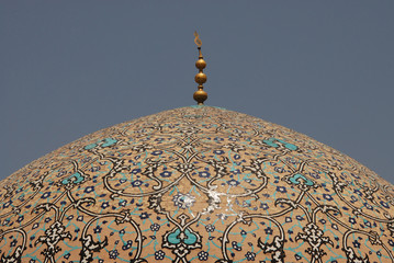 Detail of a tiled dome of the Sheikh Lotfollah Mosque in Isfahan, Iran