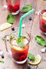 Fresh lemonade of berries with lemon and peppermint