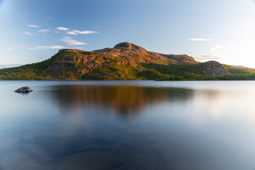 Beautiful Pikku-Malla mountain in Lapland in Kilpisjarvi, Finland. Nightless night at summer time.