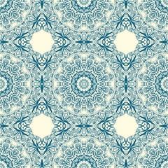 Floral Geometric Pattern with hand-drawing Mandala. Vector super illustration. For fabric, textile, bandana, scarg, transcendental print