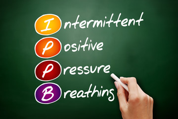 IPPB - Intermittent Positive Pressure breathing acronym, concept on blackboard