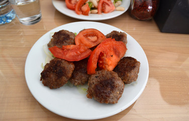 Food meal (köfte) in Kirklareli, Turkey