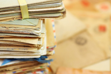 Heap of the old postal paper letters