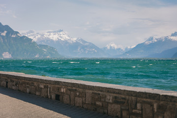 Blick auf Genfer See Montreux Riviera Schweizer Landschaft