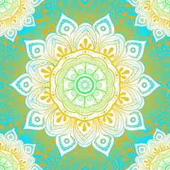 Seamless ethnic pattern with floral motives. Mandala stylized print template for fabric and paper. Boho chic design. Summer fashion.