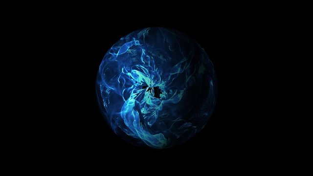 Blue Abstract Source of Energy in the Form of a Sphere. Dark Background