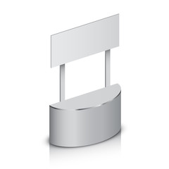 Exhibition stand, expo stand with signboard, isolated on white