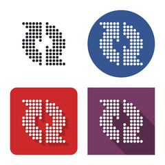 Dotted icon of recycling arrows in four variants. With short and long shadow
