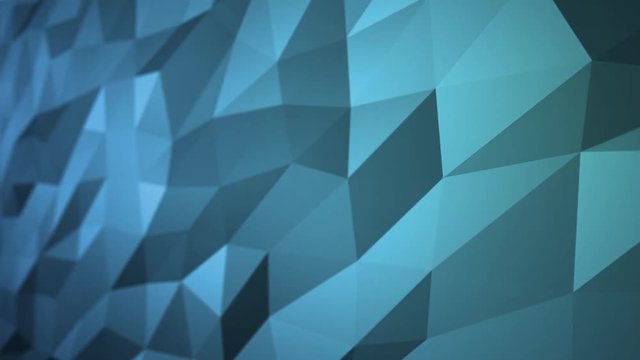 Blue Abstract Polygonal Surface Moving in Seamless 3d Animation in 4k. Side view