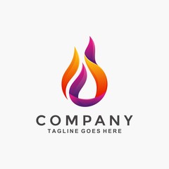 Flame, fire, water logo design template