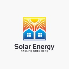 Solar energy, solar panel, sun logo design