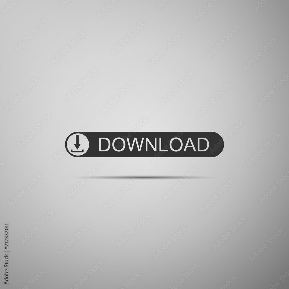Poster download button with arrow icon isolated on grey background. upload button. load symbol. flat design