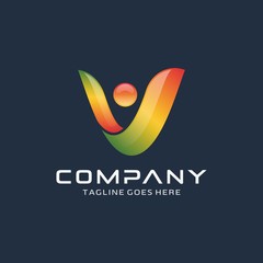 Modern letter V logo design