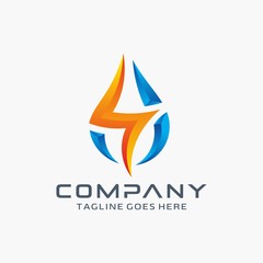 Flame, fire, water logo design template