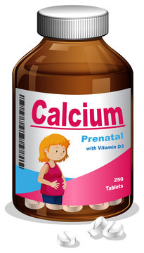 Bottle of prenatal calcium with Vitamin D3