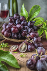Healthy fruits Red grapes in the vineyard,