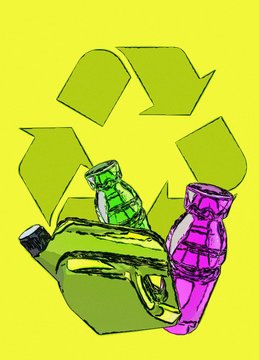 Plastic recycling, conceptual illustration