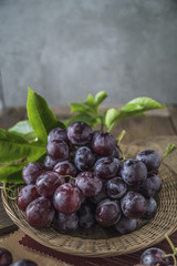 Healthy fruits Red grapes in the vineyard,