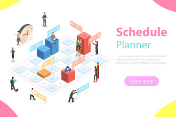 Flat isometric vector concept of business planning, schedule, meeting appointment, agenda, important date