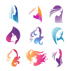 Girls portraits with long beautiful hair