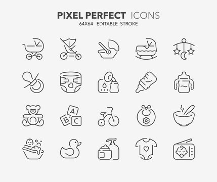 baby thin line icons 2