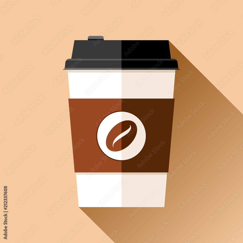 Aufkleber coffee cup in flat style on color background. drink with you. simple object. vector design element f