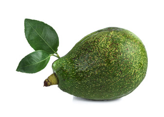 Avocado with leaf isolated on white