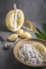Sweet Sticky Rice With Durian And Coconut Milk Sauce