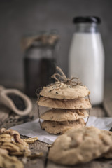 freshly baked cookies on rustic wooden table
