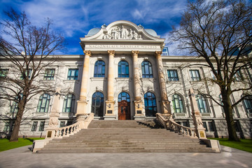 View on Latvian National Museum of Art that is located in the city center of Riga. Latvia.