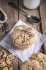 freshly baked cookies on rustic wooden table