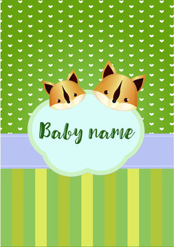 Lovely Children's Metric On The Forest Theme With A Cartoon Squirrel And A Blue Cloud With An Inscription. Cute Green Baby Shower Vector