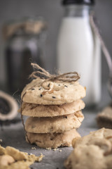 freshly baked cookies on rustic wooden table