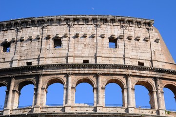 The close up of Colosseo in Rome, Italy